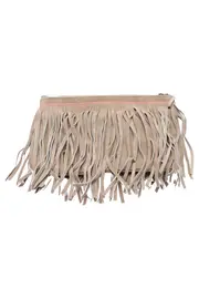 Vorschaubild 1 von Damen Clutch Beige Fransen Bohemian Tasche 14x23cm