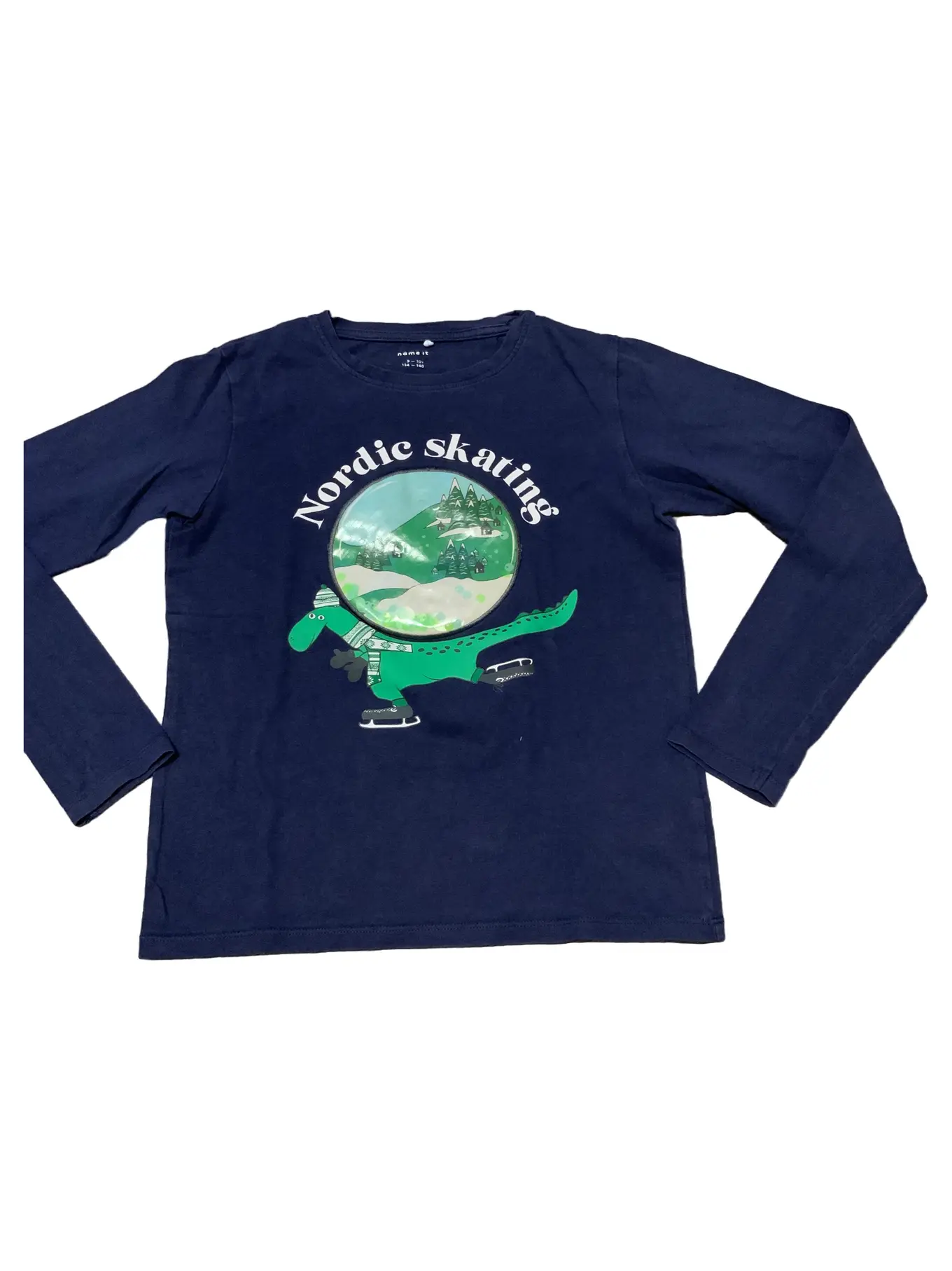 NAME IT Kinder Langarmshirt Nordic Skating Dinosaurier Gr. 134-140 Blau Casual