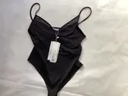 Vorschaubild 2 von Body Damen Gr. 38/M Schwarz Mesh-Einsätze Spaghettiträger NEU