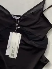 Vorschaubild 4 von Body Damen Gr. 38/M Schwarz Mesh-Einsätze Spaghettiträger NEU