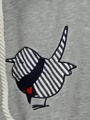 Vorschaubild 4 von Damen Hoodie Pullover Grau M 38 Vogelmotiv