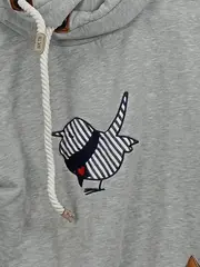 Vorschaubild 3 von Damen Hoodie Pullover Grau M 38 Vogelmotiv