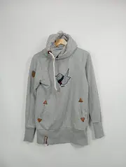Vorschaubild 2 von Damen Hoodie Pullover Grau M 38 Vogelmotiv