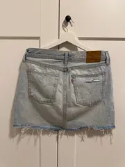 Vorschaubild 2 von Damen Jeansrock Gr. 30 Blau Destroyed Fransen Casual