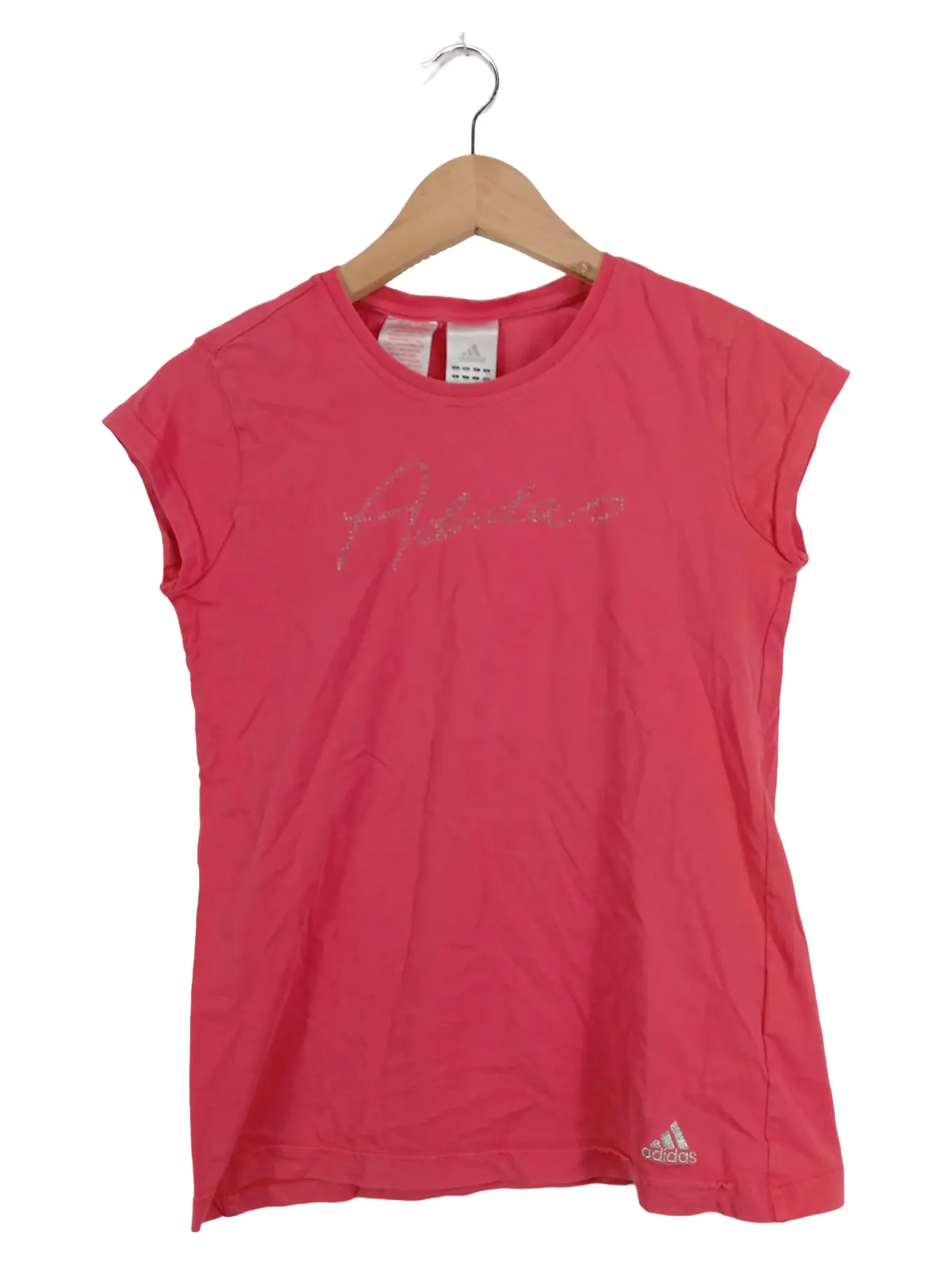 ADIDAS T-Shirt Kinder Mädchen Gr. 164 Pink Sportlich Logo-Print