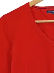 Vorschaubild 3 von Pullover Damen Gr. M Rot V-Ausschnitt Langarm Classic