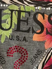 Vorschaubild 4 von Damen T-Shirt Grau S Logo Floral Strass Kurzarm Casual