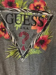 Vorschaubild 3 von Damen T-Shirt Grau S Logo Floral Strass Kurzarm Casual