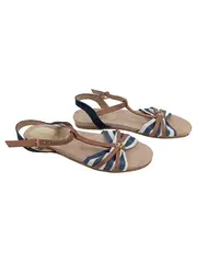 Vorschaubild 1 von Damen Sandalen Gr. 39 Maritim Gestreift Textil Freizeit Schnalle