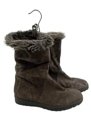 Vorschaubild 1 von Damen Winterstiefel Wildleder Fellbesatz Braun Gr. 38