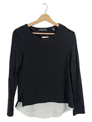 Vorschaubild 2 von Damen Langarmshirt Lagenlook Schwarz Weiß Gr. XS 34