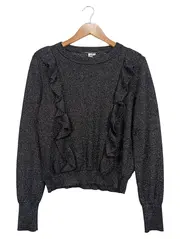 Vorschaubild 1 von Q/S by s.Oliver Damen Pullover Gr. M Schwarz Glitzer Rüschen Metallic