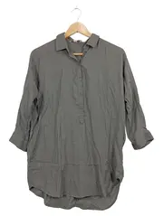 Vorschaubild 1 von Damen Hemdbluse Gr. 34/XS Grau Langarm Viskose Baumwolle