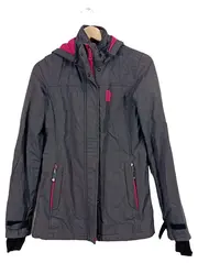 Vorschaubild 1 von Damen Outdoorjacke Gr. 176/XL Grau Pink Kapuze Windjacke