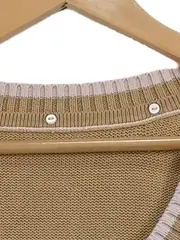 Vorschaubild 3 von Damen Pullover V-Ausschnitt Strick Beige Einheitsgröße