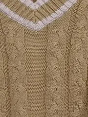 Vorschaubild 5 von Damen Pullover V-Ausschnitt Strick Beige Einheitsgröße