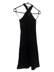 Vorschaubild 1 von Neckholder Cocktailkleid Damen Gr. 34/XS Schwarz Elegant Strukturmuster
