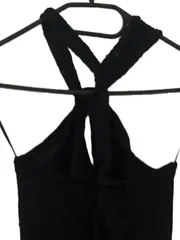 Vorschaubild 4 von Neckholder Cocktailkleid Damen Gr. 34/XS Schwarz Elegant Strukturmuster