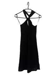 Vorschaubild 2 von Neckholder Cocktailkleid Damen Gr. 34/XS Schwarz Elegant Strukturmuster
