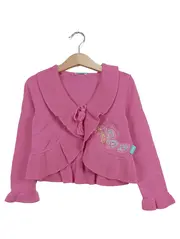 Vorschaubild 1 von Strickjacke Mädchen Gr. 98 Rosa Bestickt Rüschen Baumwolle