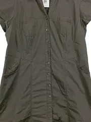 Vorschaubild 2 von Blusenkleid Damen Gr. 44 Oliv Hemdblusenkleid Casual