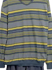 Vorschaubild 2 von Herren Schlafanzug Set Langarmshirt Hose Gr. 38 Mehrfarbig Gestreift