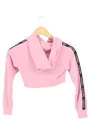 Vorschaubild 2 von Kinder Kapuzenpullover Gr. 122 Rosa Cropped Logo-Print Casual