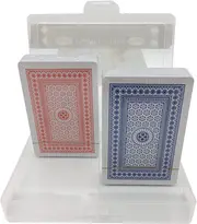 Vorschaubild 1 von Spielkarten Set 2 Decks Rot Blau Poker Rommé Skat Plastikbox NEU