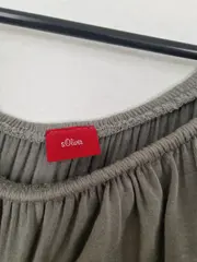 Vorschaubild 3 von Damen Sommerkleid Gr. 36 schulterfrei mit Spitze Oliv Feminin