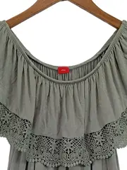 Vorschaubild 2 von Damen Sommerkleid Gr. 36 schulterfrei mit Spitze Oliv Feminin