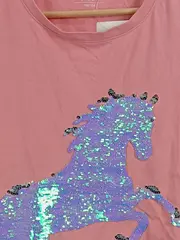 Vorschaubild 8 von Mädchen T-Shirt Rosa Gr. 158, 164 Pferde-Pailletten Casual