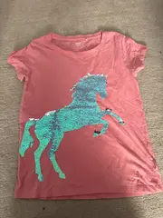 Vorschaubild 3 von Mädchen T-Shirt Rosa Gr. 158, 164 Pferde-Pailletten Casual