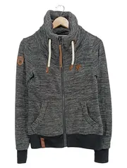 Vorschaubild 1 von Damen Sweatjacke Gr. 34/XS Grau Meliert Reißverschluss Logo