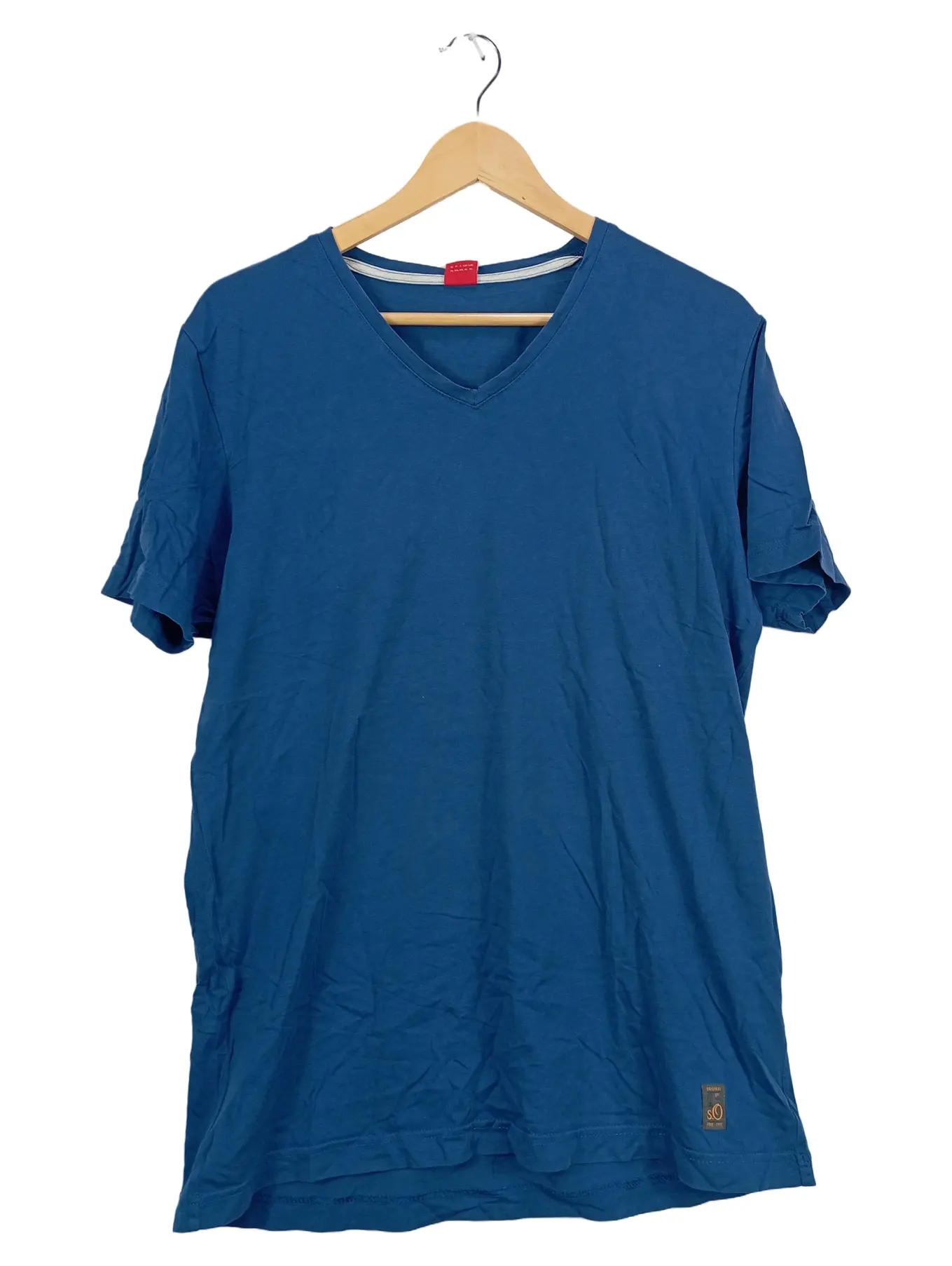 S.OLIVER Herren T-Shirt Basic V-Ausschnitt Blau XL