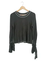 Vorschaubild 1 von Damen Pullover Gr. 36/S Grau Casual Rippstrick Schleifenärmel