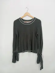 Vorschaubild 2 von Damen Pullover Gr. 36/S Grau Casual Rippstrick Schleifenärmel