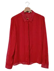 Vorschaubild 1 von Damen Hemdbluse Gr. 44 Rot Klassisch Langarm Business Bluse