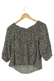 Vorschaubild 2 von Damen Bluse Gr. 32/XXS Schwarz Weiß Punkte Elegant Viskose 3/4-Arm