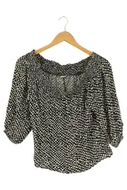 Vorschaubild 1 von Damen Bluse Gr. 32/XXS Schwarz Weiß Punkte Elegant Viskose 3/4-Arm