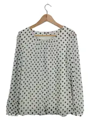 Vorschaubild 1 von Damen Hemdbluse Polka Dots Weiß Schwarz Gr. 38 M Langarm