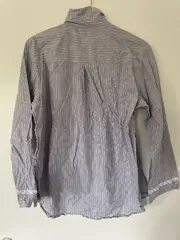 Vorschaubild 2 von Damen Bluse Grau Gestreift Gr. 40/L 3/4-Arm Spitze Casual