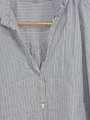 Vorschaubild 3 von Damen Bluse Grau Gestreift Gr. 40/L 3/4-Arm Spitze Casual