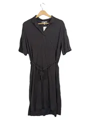 Vorschaubild 1 von Damen Blusenkleid Gr. 38 Braun Viskose Leinen Casual Midi