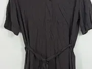 Vorschaubild 3 von Damen Blusenkleid Gr. 38 Braun Viskose Leinen Casual Midi