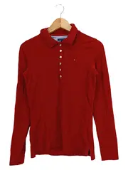 Vorschaubild 1 von Damen Langarm Poloshirt Rot Gr. 36;S Preppy Stil