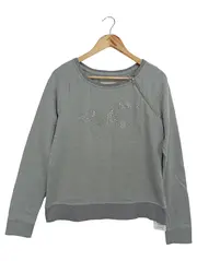 Vorschaubild 1 von Damen Sweatshirt Gr. L Grau mit Reißverschluss & Strasssteinen