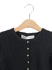 Vorschaubild 8 von Damen Strickjacke Schwarz Klassisch Zopfstrickmuster Gr. 36/S