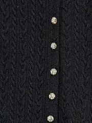 Vorschaubild 4 von Damen Strickjacke Schwarz Klassisch Zopfstrickmuster Gr. 36/S