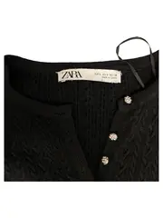 Vorschaubild 7 von Damen Strickjacke Schwarz Klassisch Zopfstrickmuster Gr. 36/S