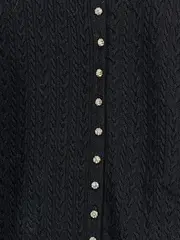 Vorschaubild 5 von Damen Strickjacke Schwarz Klassisch Zopfstrickmuster Gr. 36/S